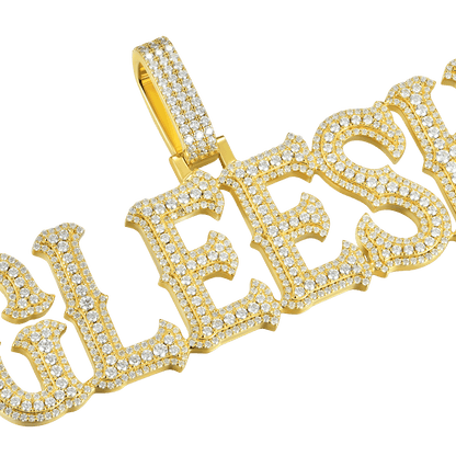 Custom Moissanite Bosox Font/Number Gold Name Pendant