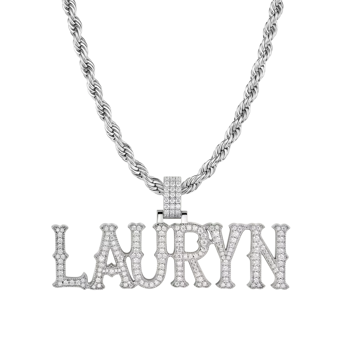 Custom Moissanite Bosox Font/Number Gold Name Pendant