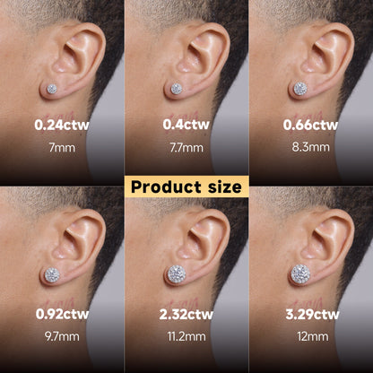 Moissanite S925 Halo Round Cut Stud Earring