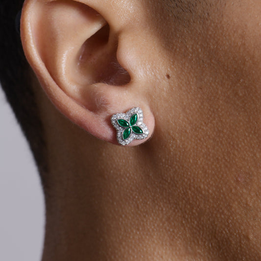 S925 Iced Luminous Clover Earrings