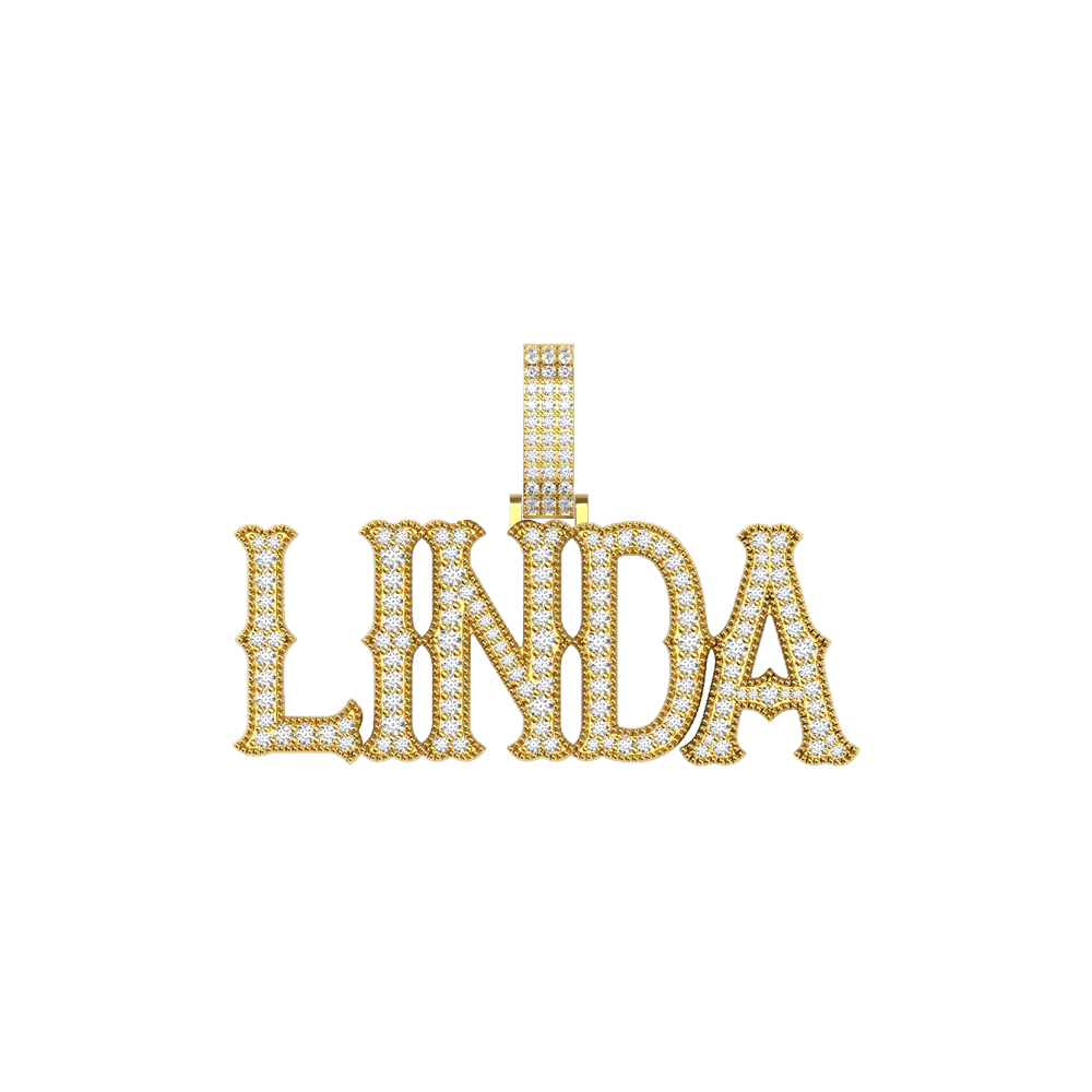 Custom Moissanite Bosox Font/Number Gold Name Pendant