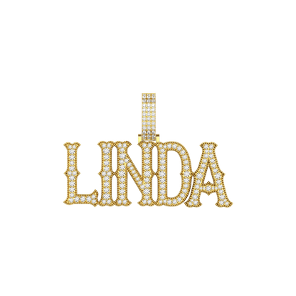 Custom Moissanite Bosox Font/Number Gold Name Pendant