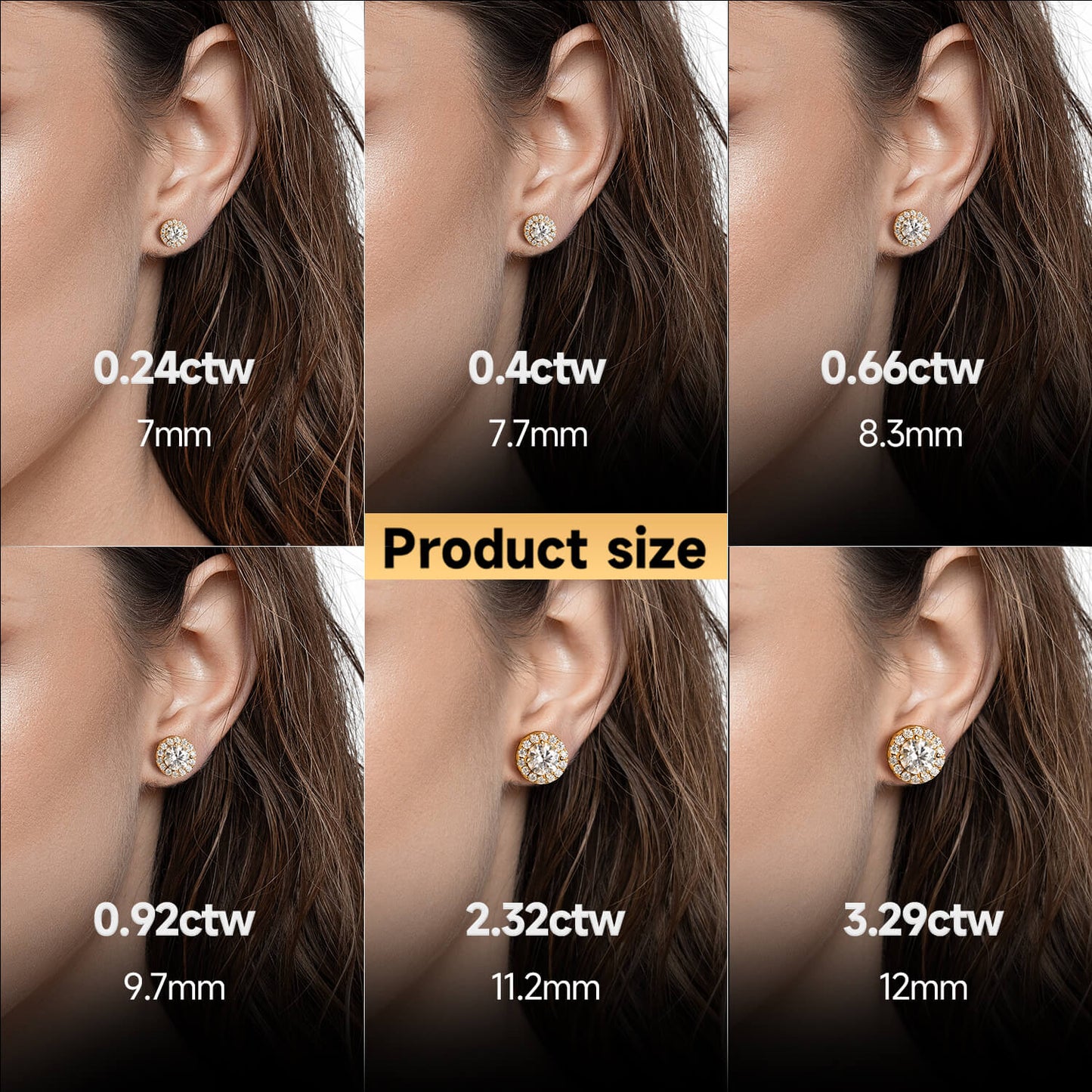 Moissanite S925 Halo Round Cut Stud Earring