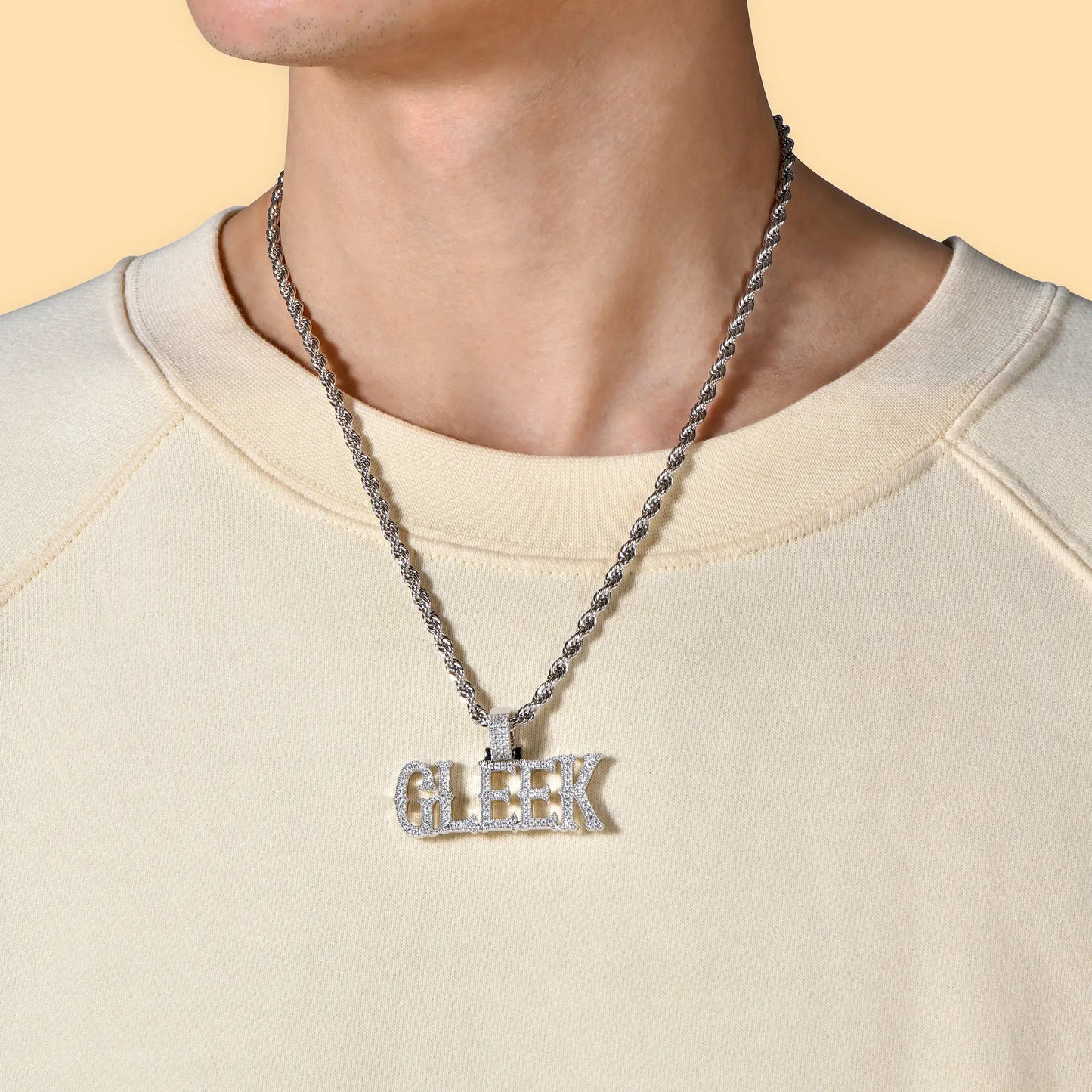 Custom Moissanite Bosox Font/Number Gold Name Pendant