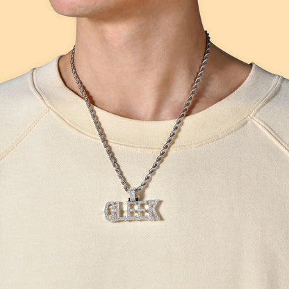 Custom Moissanite Bosox Font/Number Gold Name Pendant