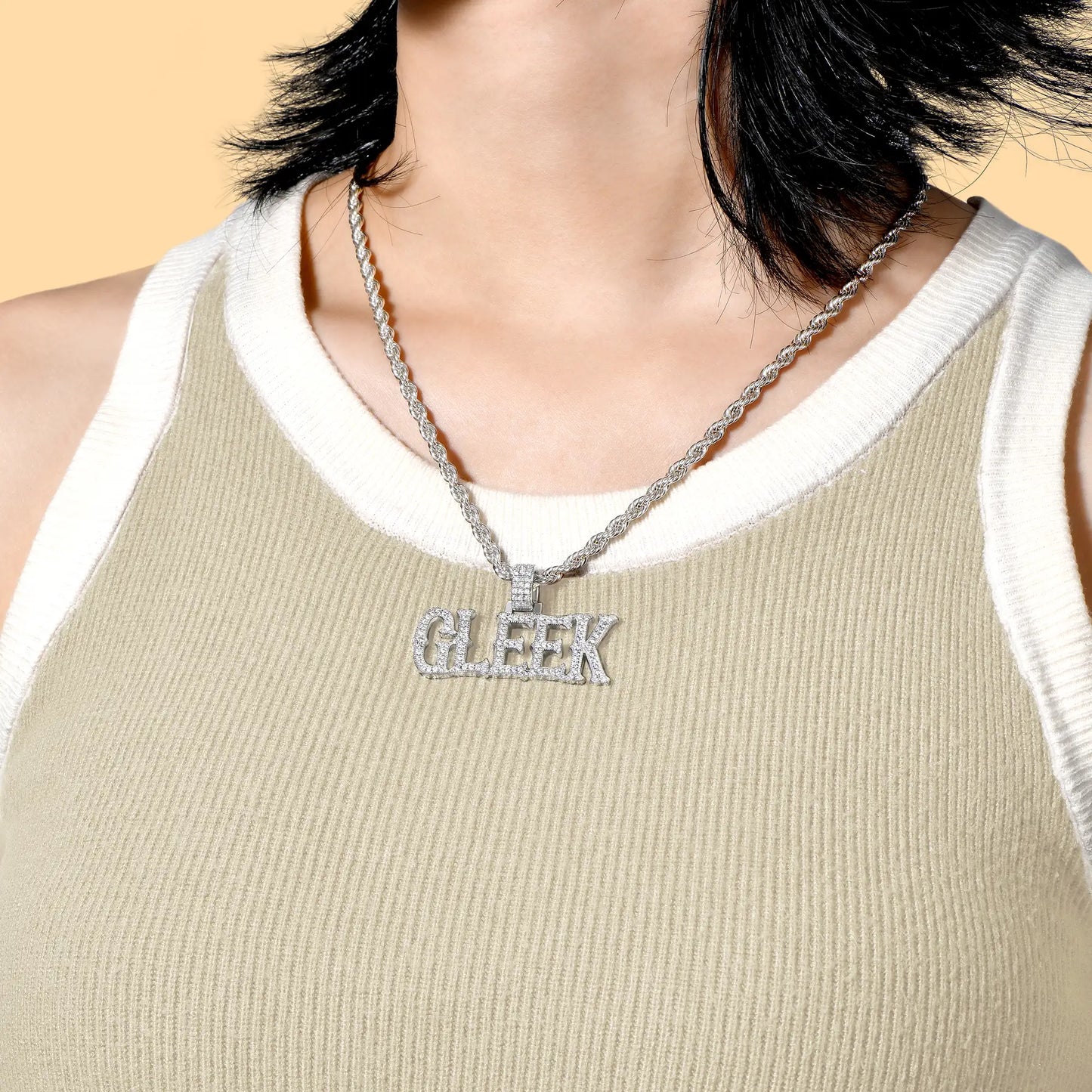 Custom Moissanite Bosox Font/Number Gold Name Pendant