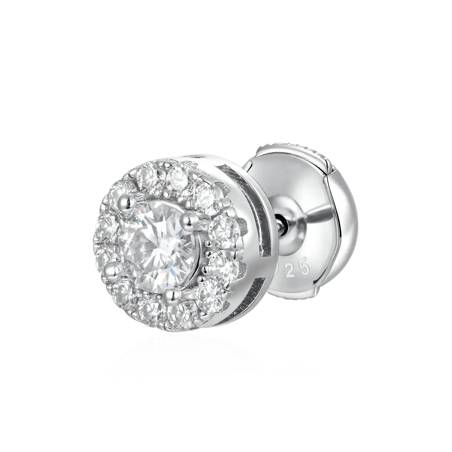 Moissanite S925 Halo Round Cut Stud Earring