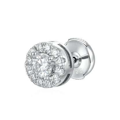 Moissanite S925 Halo Round Cut Stud Earring