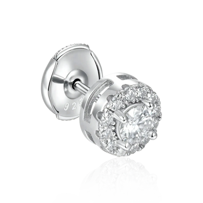 Moissanite S925 Halo Round Cut Stud Earring