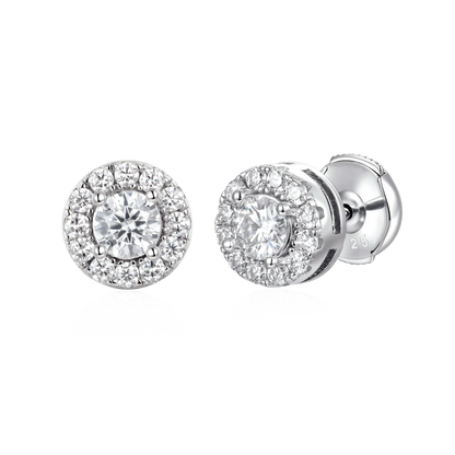 Moissanite S925 Halo Round Cut Stud Earring