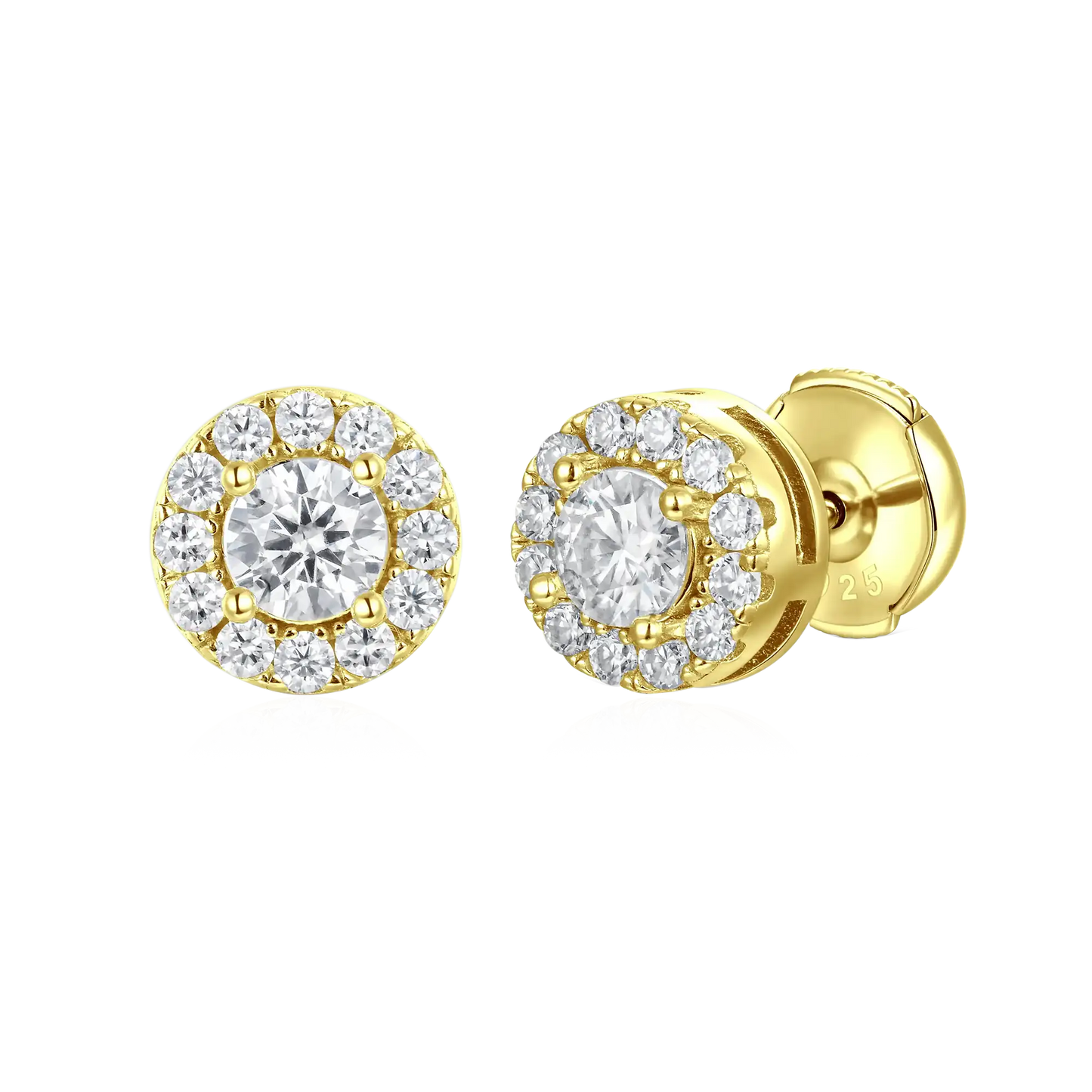 Moissanite S925 Halo Round Cut Stud Earring