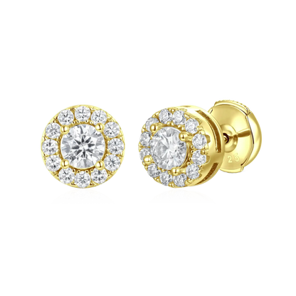 Moissanite S925 Halo Round Cut Stud Earring