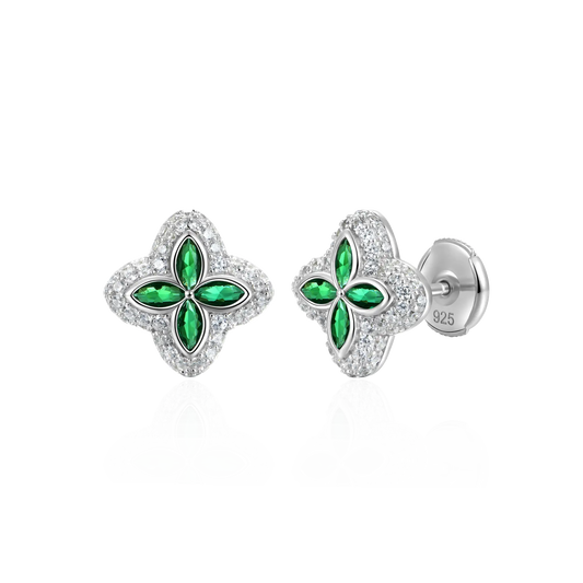 S925 Iced Luminous Clover Earrings