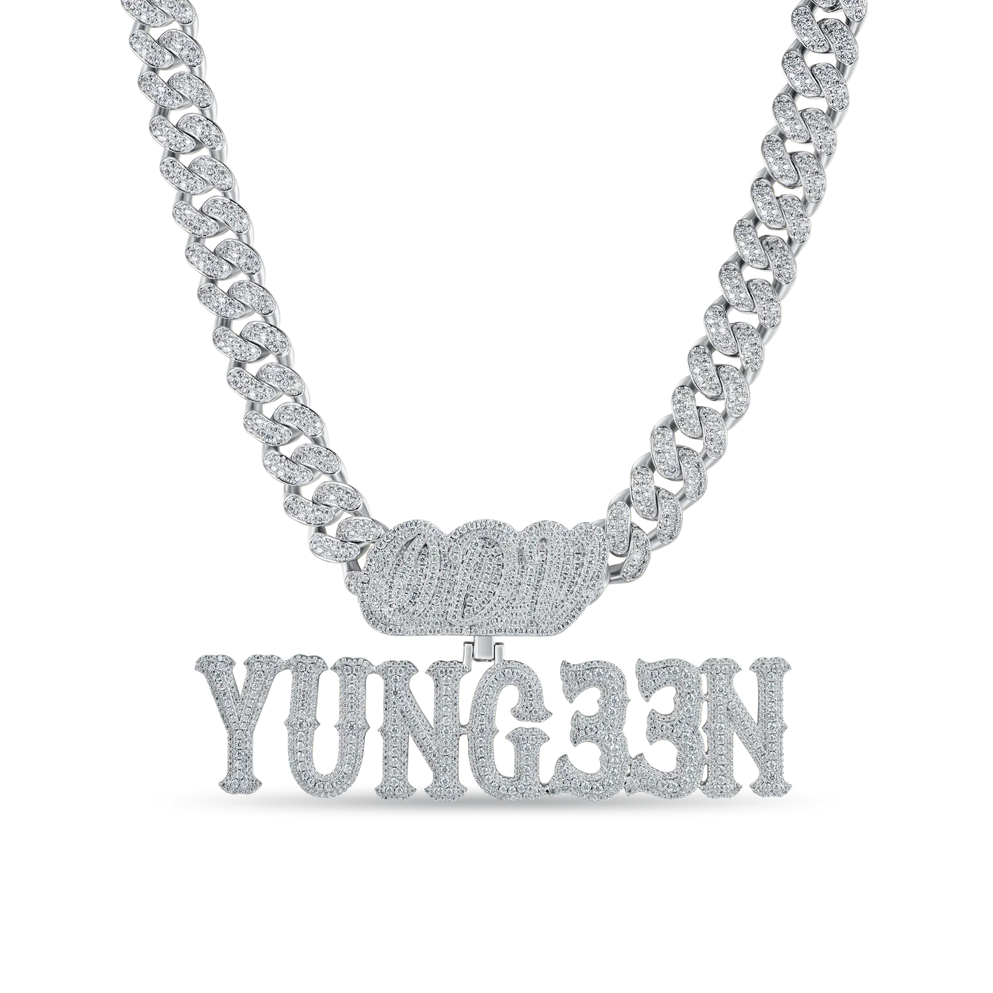 Custom Moissanite Bosox Font/Number Gold Name Pendant