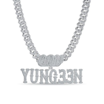 Custom Moissanite Bosox Font/Number Gold Name Pendant