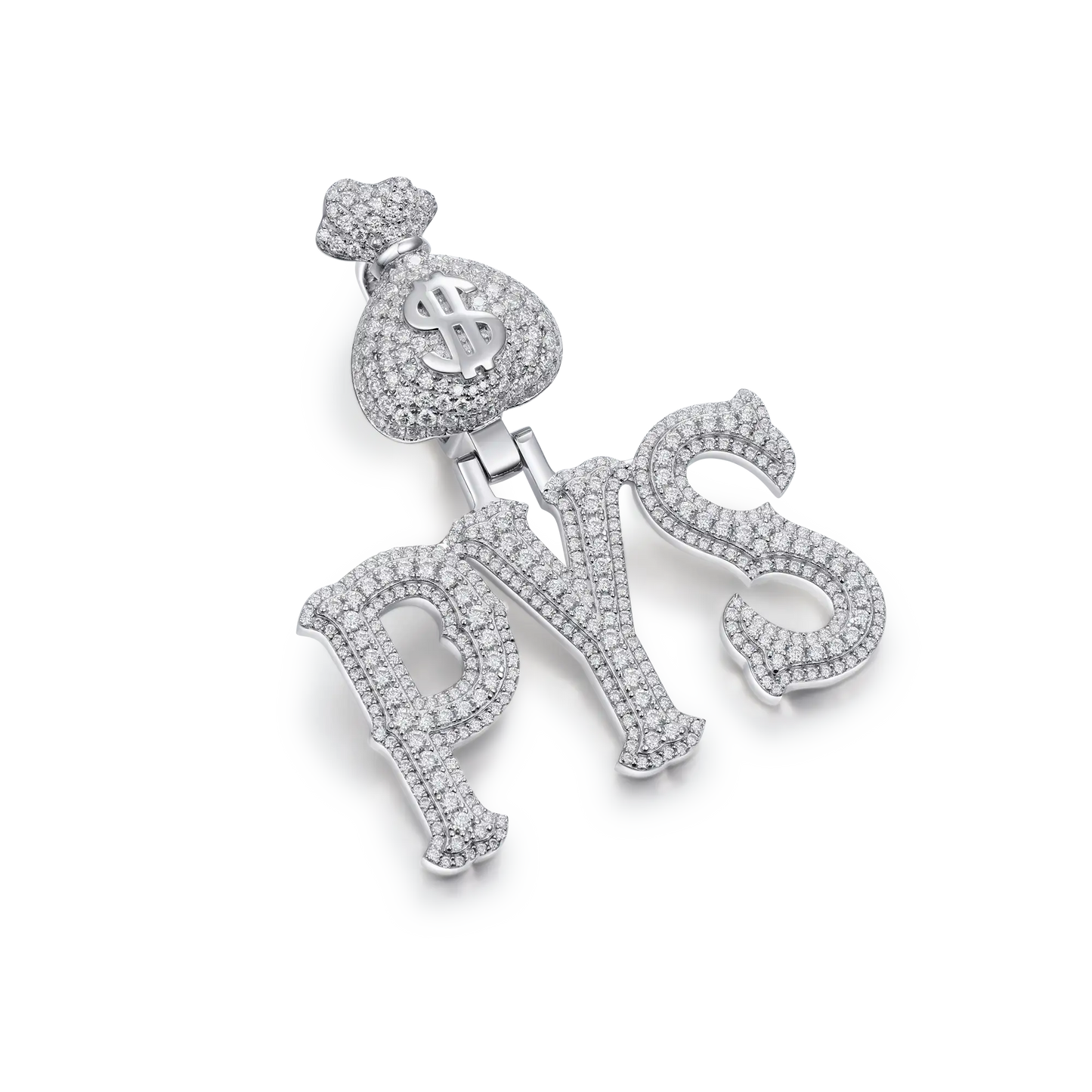 Custom Moissanite Bosox Font/Number Gold Name Pendant