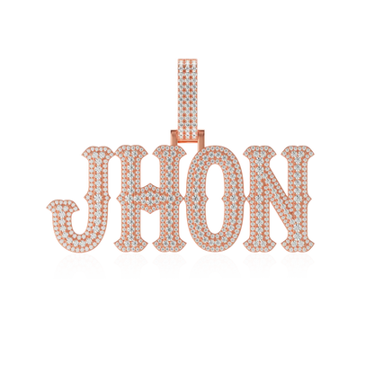 Custom Moissanite Bosox Font/Number Gold Name Pendant