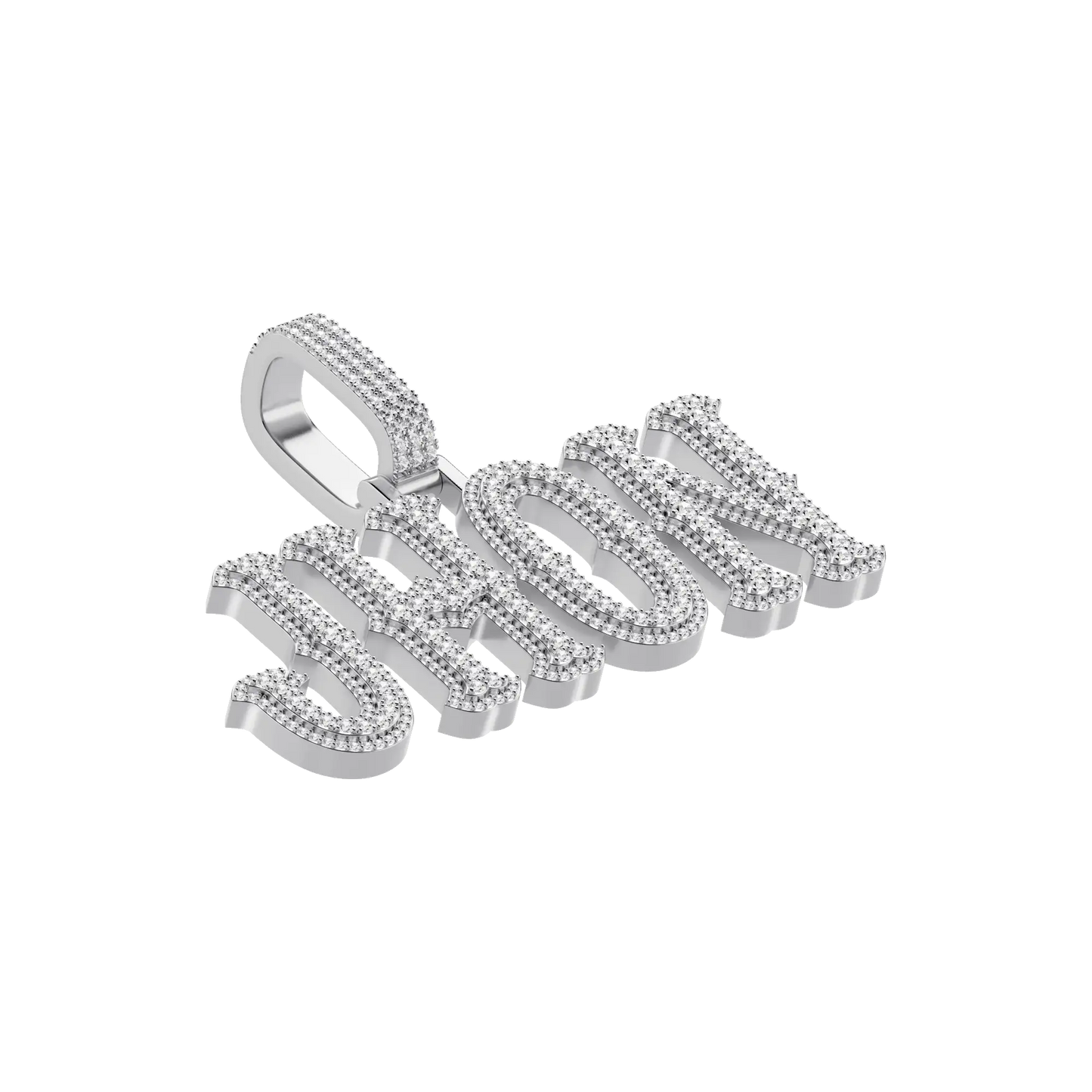 Custom Moissanite Bosox Font/Number Gold Name Pendant