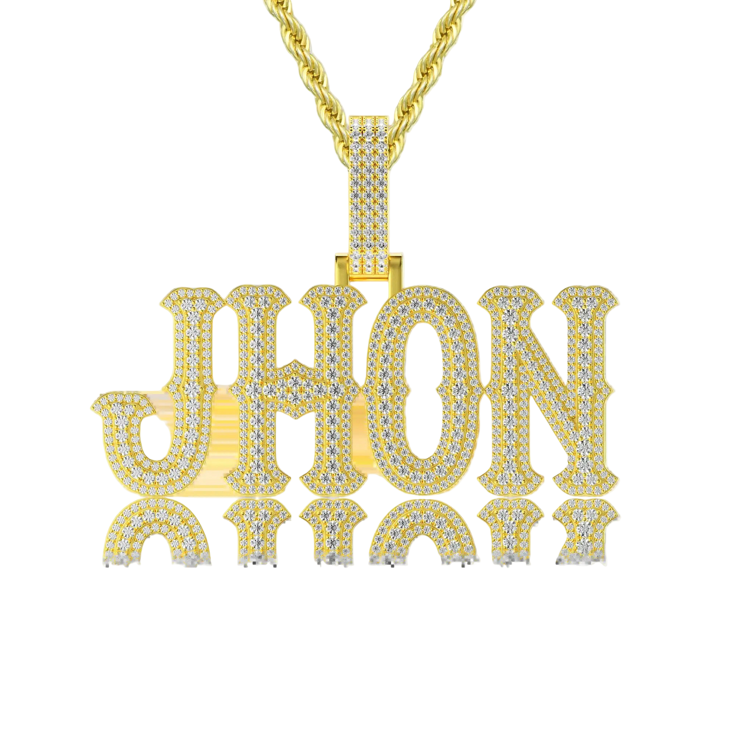 Custom Moissanite Bosox Font/Number Gold Name Pendant