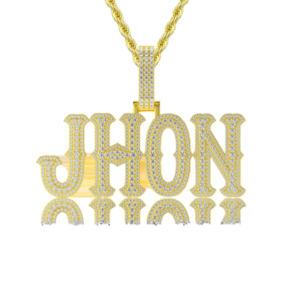 Custom Moissanite Bosox Font/Number Gold Name Pendant