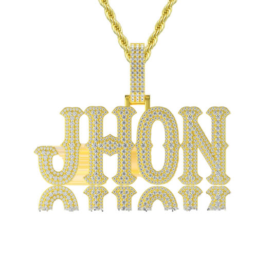 Custom Moissanite Bosox Font/Number Gold Name Pendant