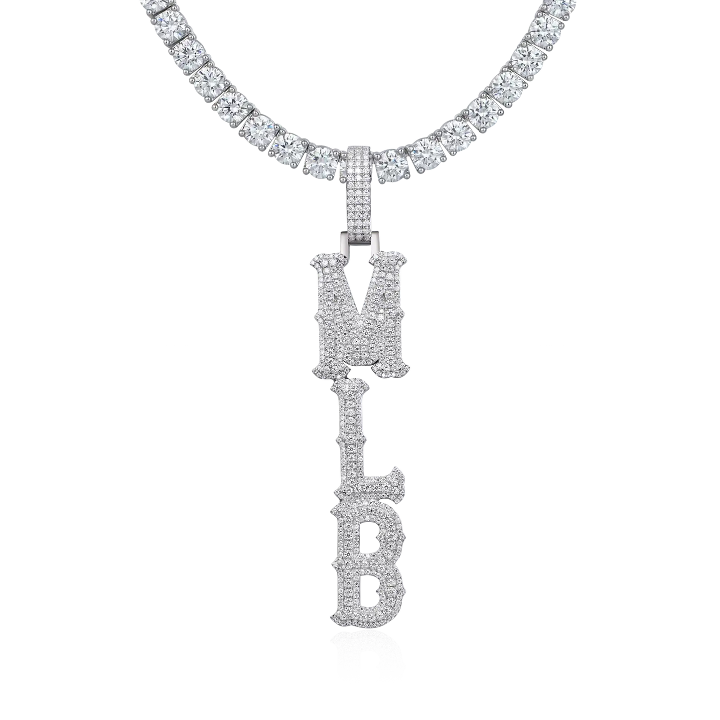 Custom Moissanite Bosox Font/Number Gold Name Pendant