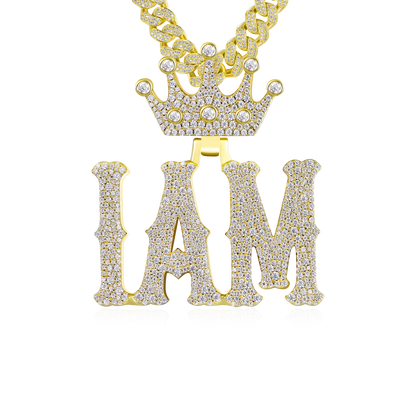 Custom Moissanite Bosox Font/Number Gold Name Pendant