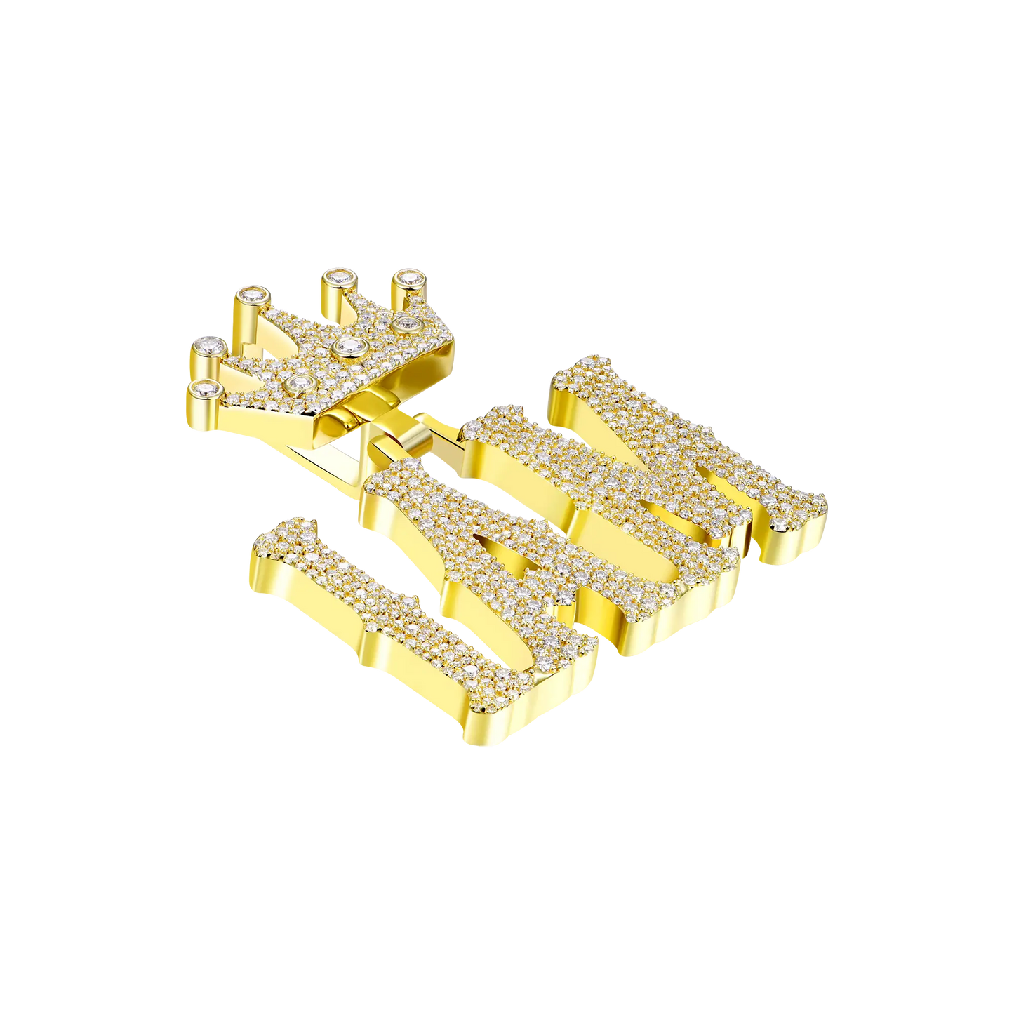 Custom Moissanite Bosox Font/Number Gold Name Pendant