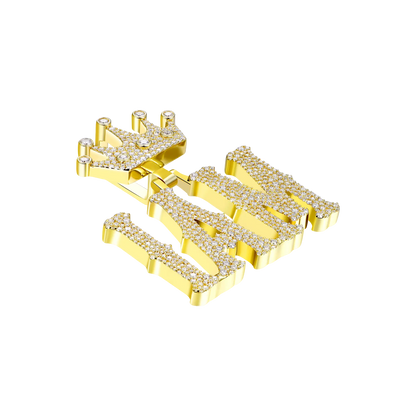 Custom Moissanite Bosox Font/Number Gold Name Pendant